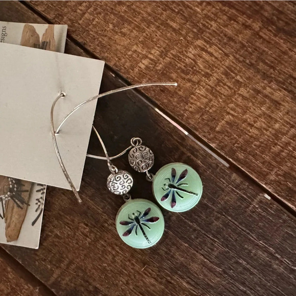 Handcrafted Original Dragonfly Silver Earrings Semi Precious Boho NEW - Picture 3 of 6